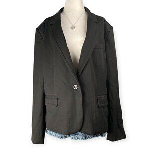 Ellen Tracy Blazer Womens 18 Black One Button Career Work Jacket Pockets Chic